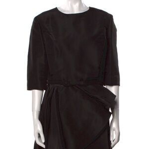 NWT Oscar de la Renta Black Silk Asymmetrical Dress XXL 16 Cruise 2021 $2990